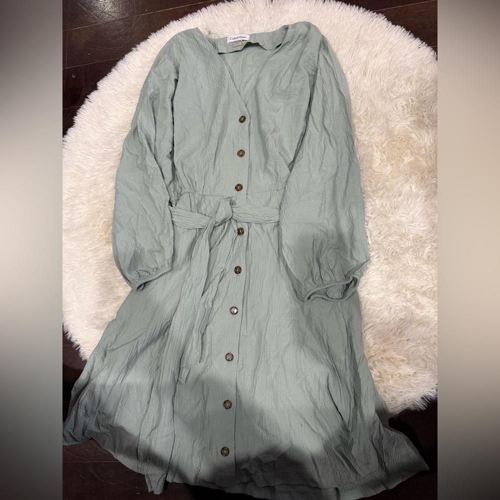 Calvin Klein Green Button-Down Dress